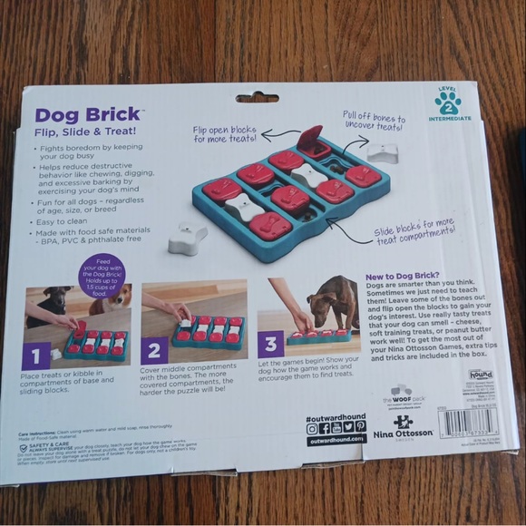 Outward Hound Interactive Dog Puzzle Brick Treat Flip Lid Enrichment Busy Toy - Picture 11 of 11